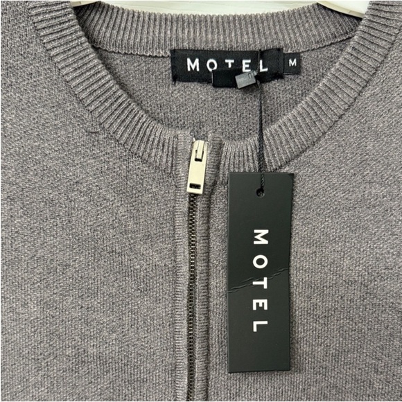 Motel Rocks Heather Gray Zip-Up Sweater - Picture 5 of 6